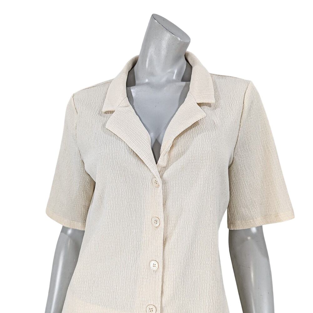 REFORMATION 2 Piece Set Pant & Shirt in Beige crinkle size Medium - Picture 10 of 12